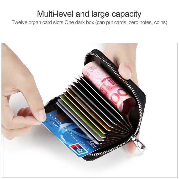KB155 Antimagnetic RFID Zipper Leather Large-capacity Cards Holder Wallet(Black) - Antimagnetic RFID Package by PMC TechLife | Online Shopping South Africa | PMC TechLife | Buy Now Pay Later Mobicred