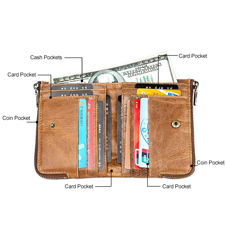 3533 Antimagnetic RFID Top-grain Leather Crazy Horse Texture Men Business Leisure Wallet (Coffee) - Antimagnetic RFID Package by PMC TechLife | Online Shopping South Africa | PMC TechLife | Buy Now Pay Later Mobicred