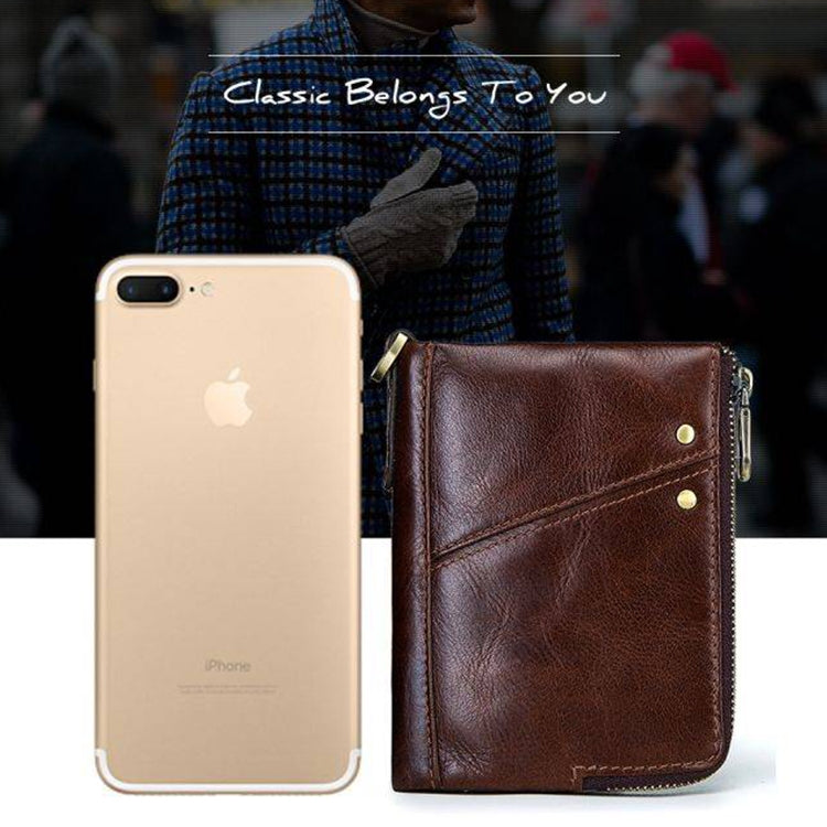 3533 Antimagnetic RFID Top-grain Leather Crazy Horse Texture Men Business Leisure Wallet (Blue) - free shipping - PMC TechLife - Order now!