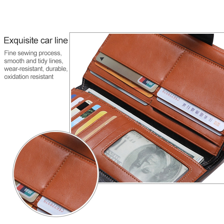 8236 Antimagnetic RFID Multi-function Oil Wax Leather Lady Wallet Large-capacity Purse (Rose Red) - free shipping - PMC TechLife - Order now!