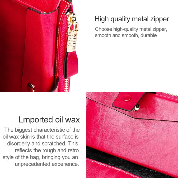 8236 Antimagnetic RFID Multi-function Oil Wax Leather Lady Wallet Large-capacity Purse (Red) - free shipping - PMC TechLife - Order now!