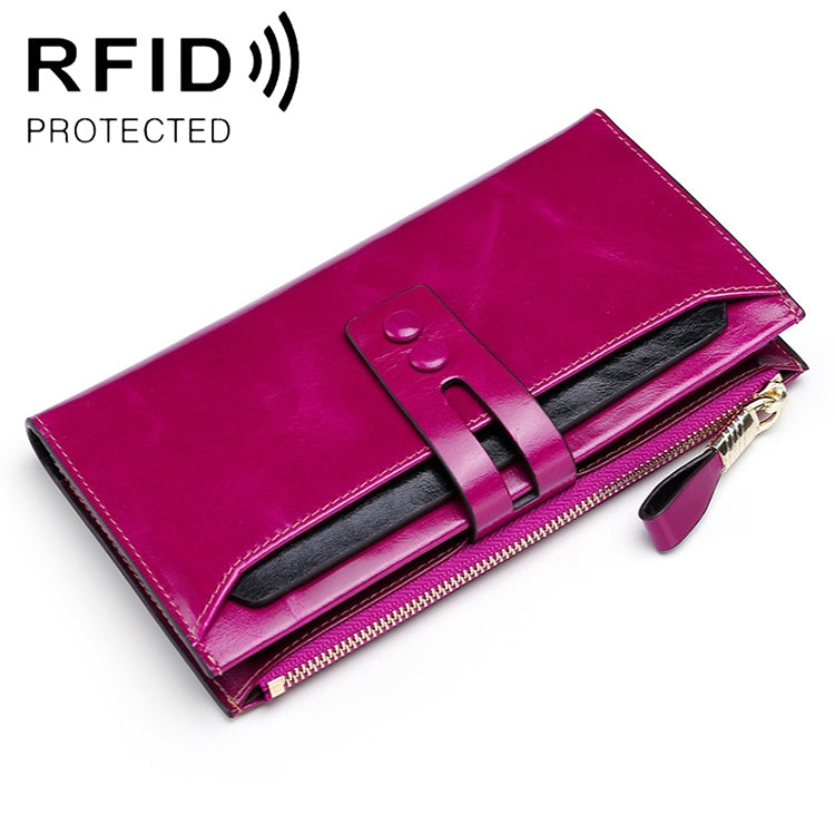 8239 Antimagnetic RFID Multi-function Leather Lady Wallet Large-capacity Purse with Detachable Card Holder (Rose Purple) - Antimagnetic RFID Package by PMC TechLife | Online Shopping South Africa | PMC TechLife | Buy Now Pay Later Mobicred