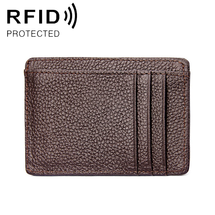 KB37 Antimagnetic RFID Litchi Texture Leather Card Holder Wallet Billfold for Men and Women (Coffee) - Antimagnetic RFID Package by PMC TechLife | Online Shopping South Africa | PMC TechLife | Buy Now Pay Later Mobicred