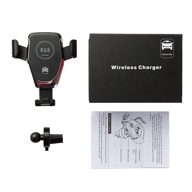 Car Air Outlet Bracket Wireless Charger Qi Standard Wireless Charger(Black) - Wireless Charger Holders by PMC Jewellery | Online Shopping South Africa | PMC Jewellery