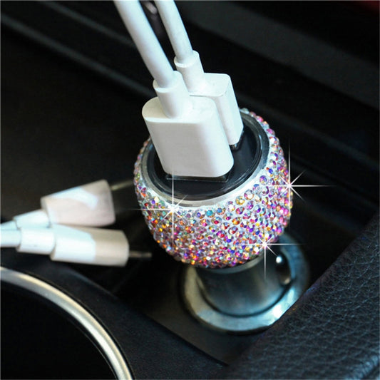Car Diamond Aluminium Alloy QC3.0 Dual USB Quick Charger(Colour) - Car Charger by PMC Jewellery | Online Shopping South Africa | PMC Jewellery