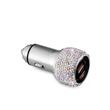 Car Diamond Aluminium Alloy QC3.0 Dual USB Quick Charger(Colour) - Car Charger by PMC Jewellery | Online Shopping South Africa | PMC Jewellery