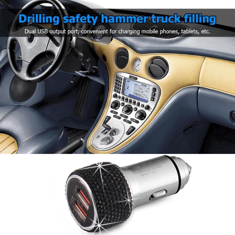 Car Diamond Aluminium Alloy QC3.0 Dual USB Quick Charger(Colour) - Car Charger by PMC TechLife | Online Shopping South Africa | PMC TechLife