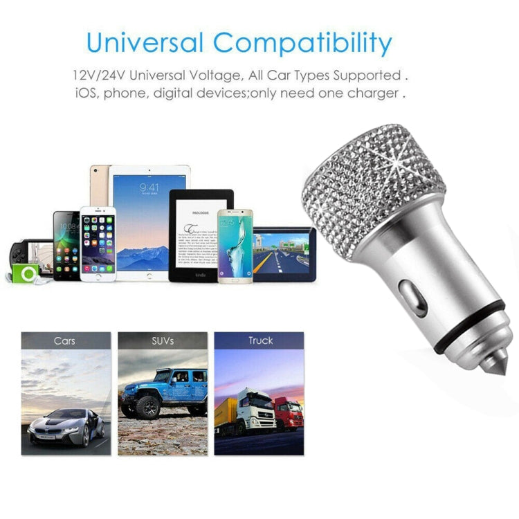 Car Diamond Aluminium Alloy QC3.0 Dual USB Quick Charger(Colour) - Car Charger by PMC TechLife | Online Shopping South Africa | PMC TechLife