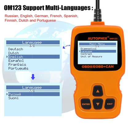 AUTOPHIX OM123 Car Portable OBD2 Scanner Car Diagnostic Tool OBD 2 Automotive Scanner EOBD Code Reader (Orange) - Code Readers & Scan Tools by PMC Jewellery | Online Shopping South Africa | PMC Jewellery