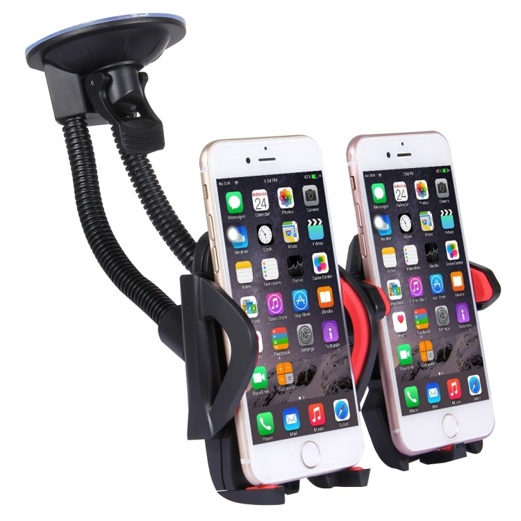 Suction Cup Couple Car Mount Holder Stand Suction Bracket with Adjustable Goose Neck for GPS & PDA & MP4, For iPhone, Samsung, Huawei, Xiaomi, HTC and Other Smartphones(Red) - Car Holders by PMC Jewellery | Online Shopping South Africa | PMC Jewellery