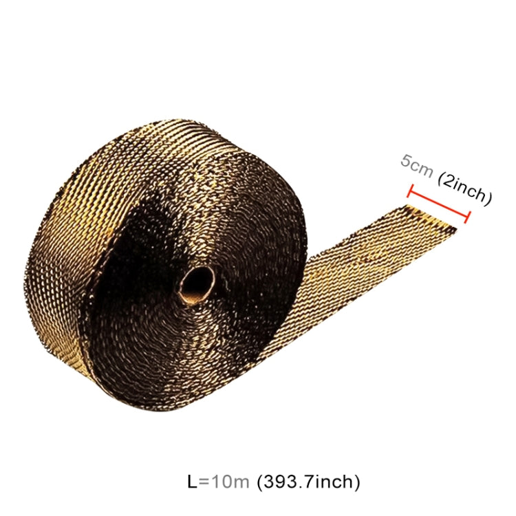 10m Titanium Gold Exhaust Wrap Auto Motor Exhaust Heat Shield Wrap Heat Resistant Wrap - Exhaust Pipes by PMC TechLife | Online Shopping South Africa | PMC TechLife