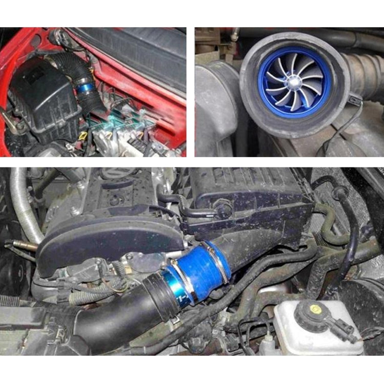 F1-Z Car Stainless Universal Supercharger Dual Double Turbine Air Intake Fuel Saver Turbo Turboing Charger Fan Set kit(Blue) - Engine Fittings by PMC TechLife | Online Shopping South Africa | PMC TechLife | Buy Now Pay Later Mobicred