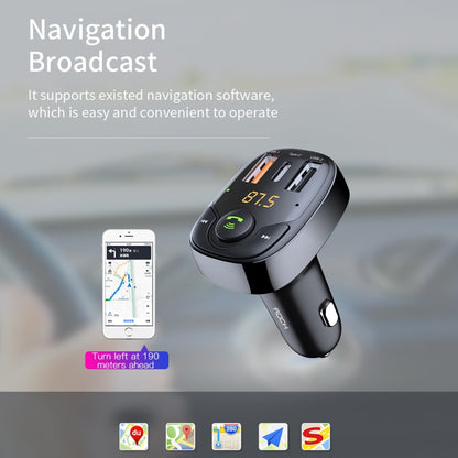 ROCK B301 Dual USB + PD Bluetooth 5.0 FM Transmitter & Car Charger, Support TF Card / U-disk(Black) - Bluetooth Car Kits by ROCK | Online Shopping South Africa | PMC Jewellery