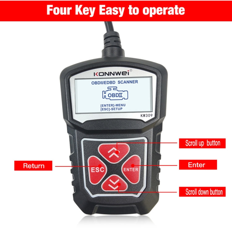 KONNWEI KW309 V309 V310 MS309 Code Reader OBD2 Scanner Diagnostic Tool(Black) - Code Readers & Scan Tools by KONNWEI | Online Shopping South Africa | PMC TechLife | Buy Now Pay Later Mobicred