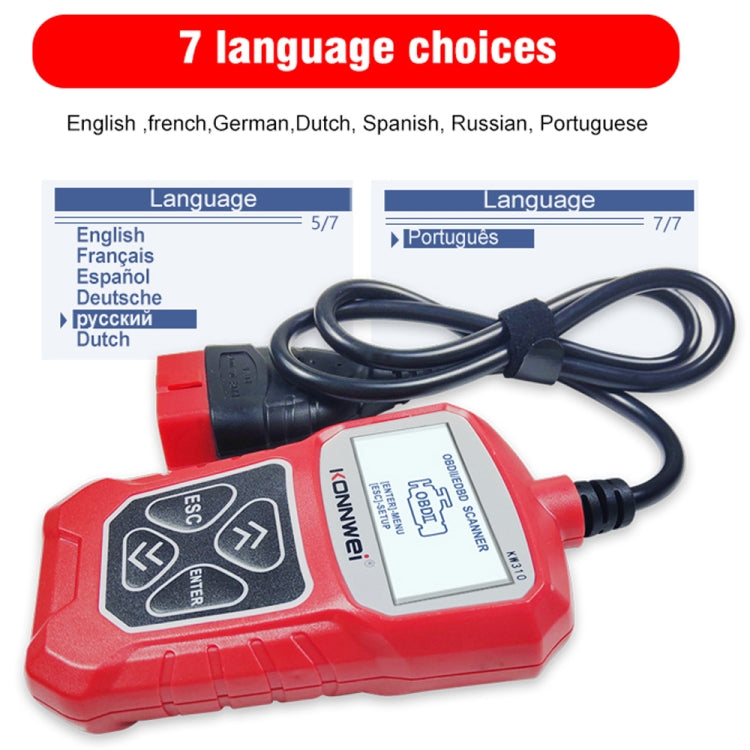 KONNWEI KW310 OBD Car Fault Detector Code Reader ELM327 OBD2 Scanner Diagnostic Tool(Red) - Code Readers & Scan Tools by KONNWEI | Online Shopping South Africa | PMC TechLife | Buy Now Pay Later Mobicred