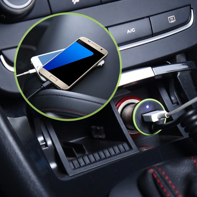 17W 3.4A Mini USB Car Charger with 8 Pin Spring Cable - Car Charger by PMC TechLife | Online Shopping South Africa | PMC TechLife