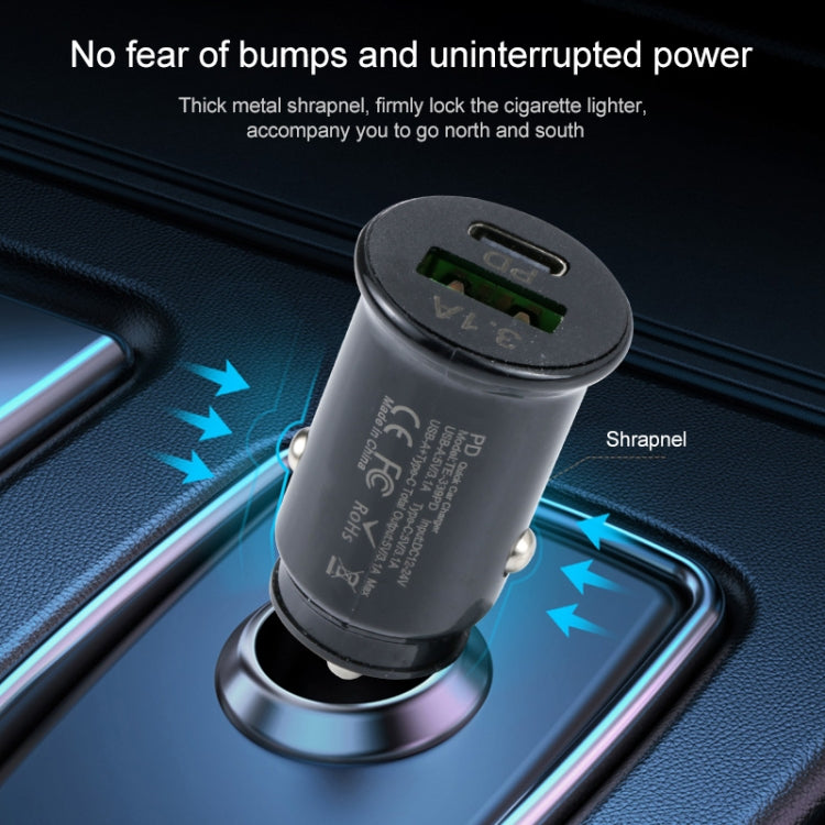 TE-339PD 3.1A PD USB-C / Type-C + USB Interface Mini Fast Charging Car Charger(Black) - Car Charger by PMC TechLife | Online Shopping South Africa | PMC TechLife