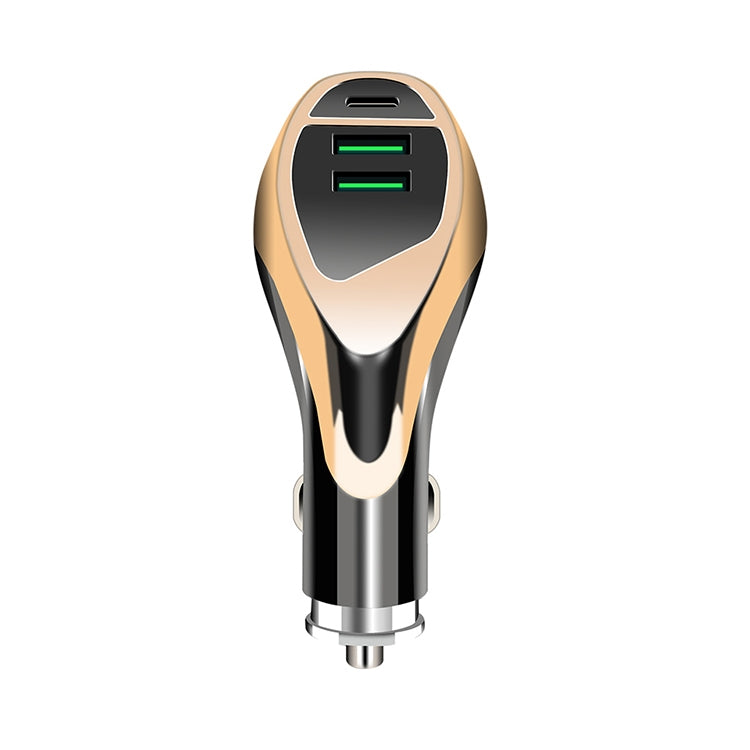 WLX-K1 QC3.0 Dual USB + Type-C Triple Car Charger (Gold) - Car Charger by PMC TechLife | Online Shopping South Africa | PMC TechLife