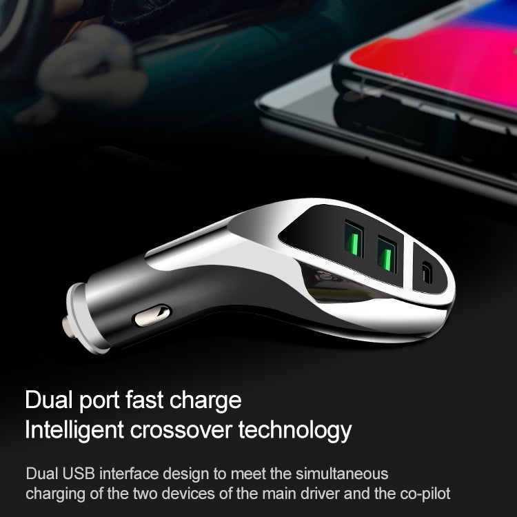 WLX-K1 QC3.0 Dual USB + Type-C Triple Car Charger (Gold) - Car Charger by PMC TechLife | Online Shopping South Africa | PMC TechLife