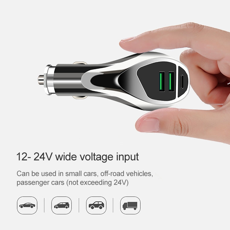 WLX-K1 QC3.0 Dual USB + Type-C Triple Car Charger (Gold) - Car Charger by PMC TechLife | Online Shopping South Africa | PMC TechLife