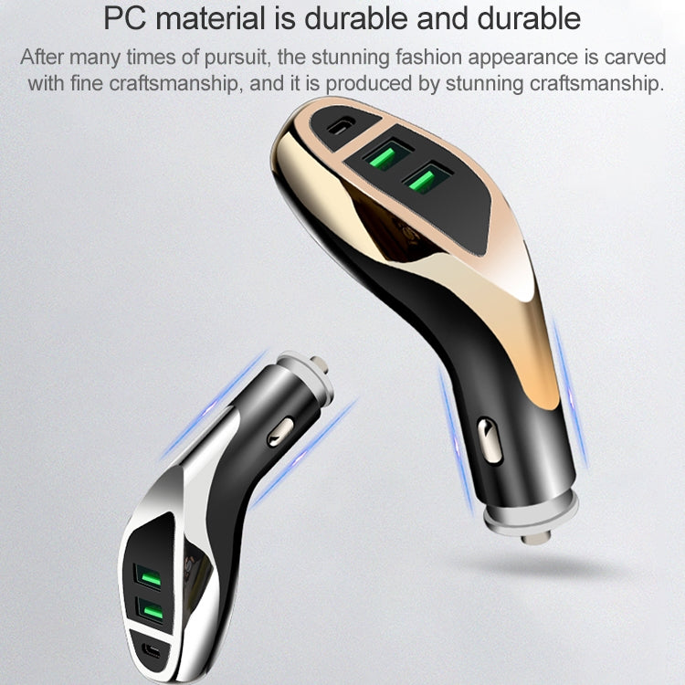 WLX-K1 QC3.0 Dual USB + Type-C Triple Car Charger (Gold) - Car Charger by PMC TechLife | Online Shopping South Africa | PMC TechLife