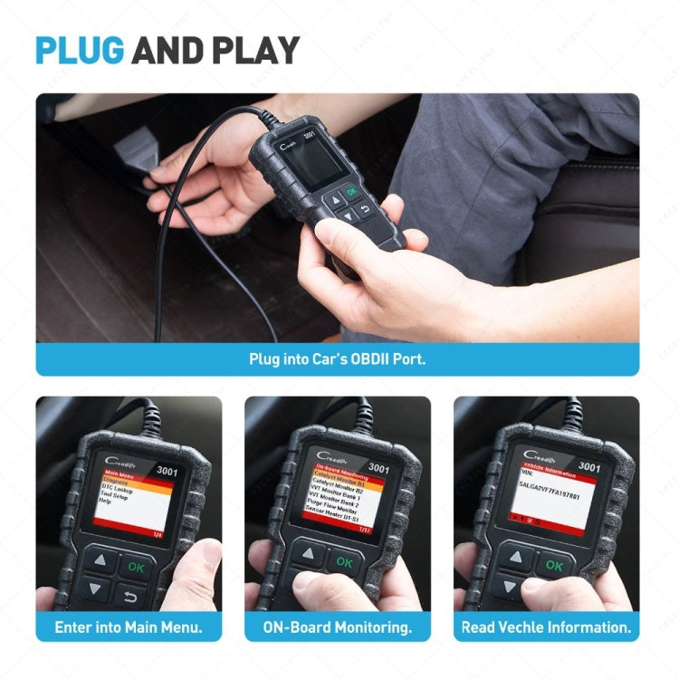 Launch Creader CR3001 Car Color Screen Code Reader OBD2 Fault Detector Diagnostic Tool - Code Readers & Scan Tools by PMC TechLife | Online Shopping South Africa | PMC TechLife