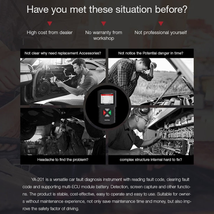 YA201 Car Mini Code Reader OBD2 Fault Detector Diagnostic Tool - Code Readers & Scan Tools by PMC TechLife | Online Shopping South Africa | PMC TechLife