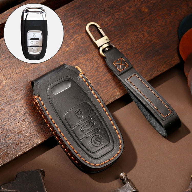 Hallmo Car Cowhide Leather Key Protective Cover Key Case for Audi A6L / A8L / A4 / A7 / A5 B Style(Black) - free shipping - PMC TechLife - Order now!
