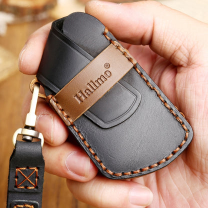 Hallmo Car Cowhide Leather Key Protective Cover Key Case for Volkswagen Golf 8(Blue) - Car Key Cases by Hallmo | Online Shopping South Africa | PMC Jewellery