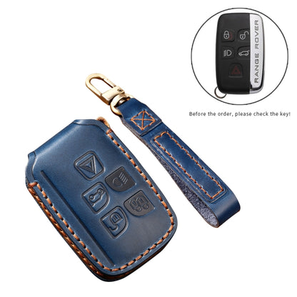 Hallmo Car Cowhide Leather Key Protective Cover Key Case for Land Rover Discovery 5 A Style(Brown) - Car Key Cases by Hallmo | Online Shopping South Africa | PMC Jewellery