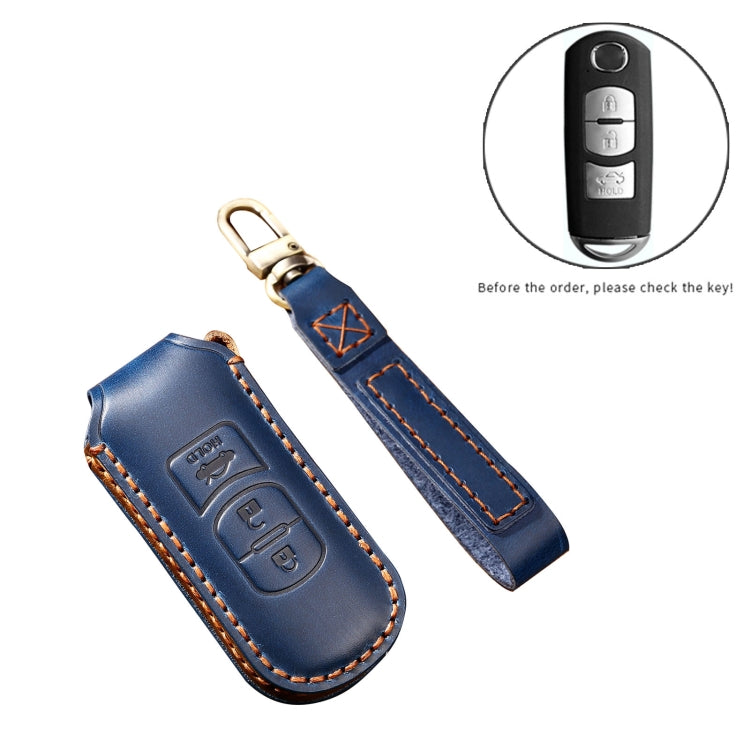 Hallmo Car Cowhide Leather Key Protective Cover Key Case for Mazda Axela 3-button(Brown) - free shipping - PMC TechLife - Order now!