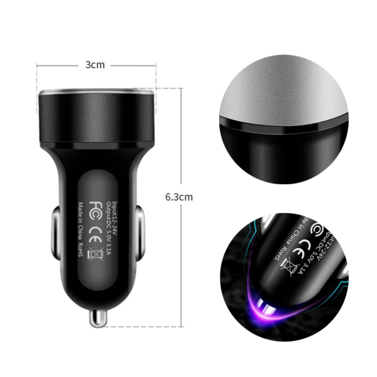 JMG-C016A 5 PCS 5V 3.1A Car Dual USB Charger with LED Display(Red) - Car Charger by PMC TechLife | Online Shopping South Africa | PMC TechLife