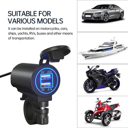 ZH-526I1 Car / Motorcycle 4.2A Dual USB Port Car Charger(Blue Light) - Battery Charger by PMC Jewellery | Online Shopping South Africa | PMC Jewellery