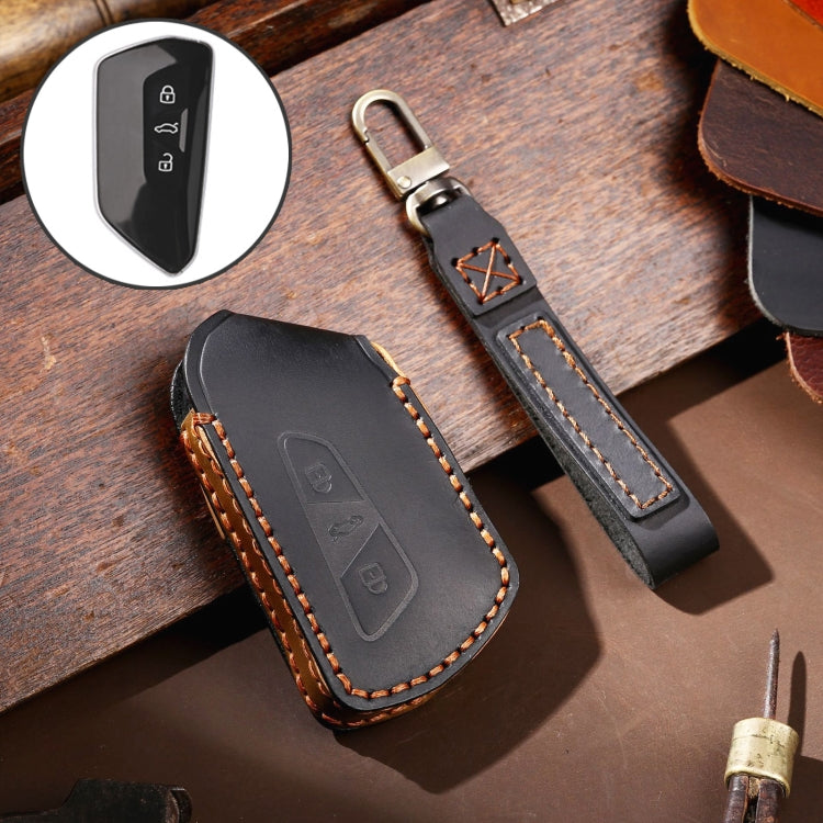 Hallmo Car Cowhide Leather Key Protective Cover for Volkswagen Golf 8(Black) - free shipping - PMC TechLife - Order now!