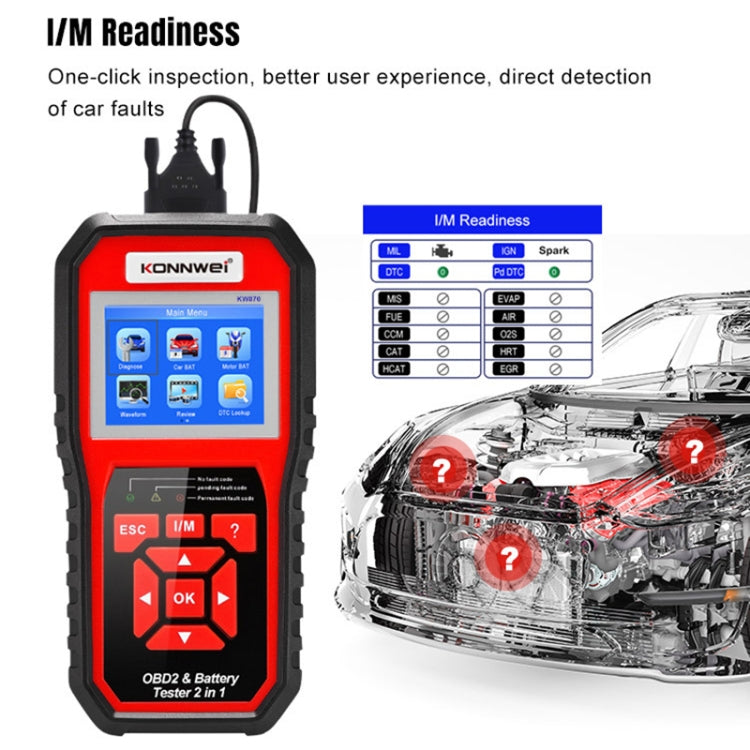 KONNWEI KW870 2 in 1 Car OBD2 Fault Diagnosis + Battery Tester - Code Readers & Scan Tools by KONNWEI | Online Shopping South Africa | PMC Jewellery