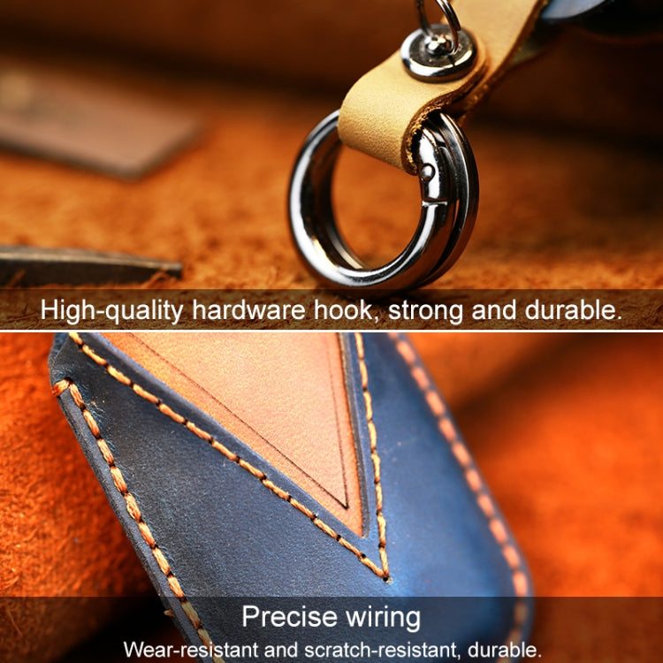 For BMW Old Style Car Cowhide Leather Key Protective Cover Key Case, Three Keys Version (Brown) - Car Key Cases by PMC TechLife | Online Shopping South Africa | PMC TechLife | Buy Now Pay Later Mobicred