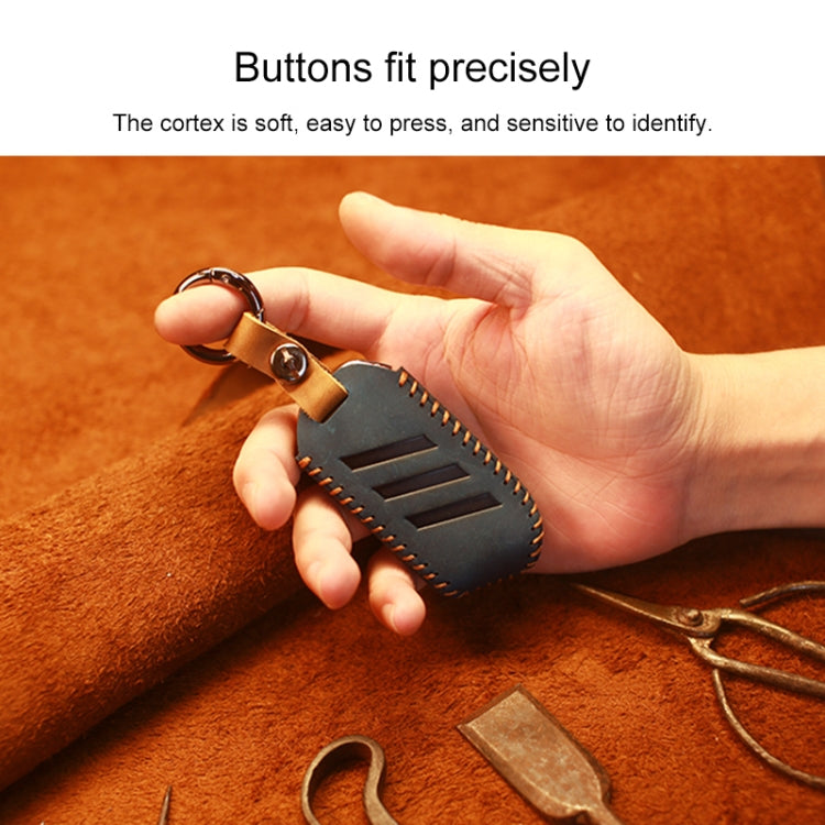 For Kia Car Cowhide Leather Key Protective Cover Key Case, Square Version (Blue) - Car Key Cases by PMC TechLife | Online Shopping South Africa | PMC TechLife