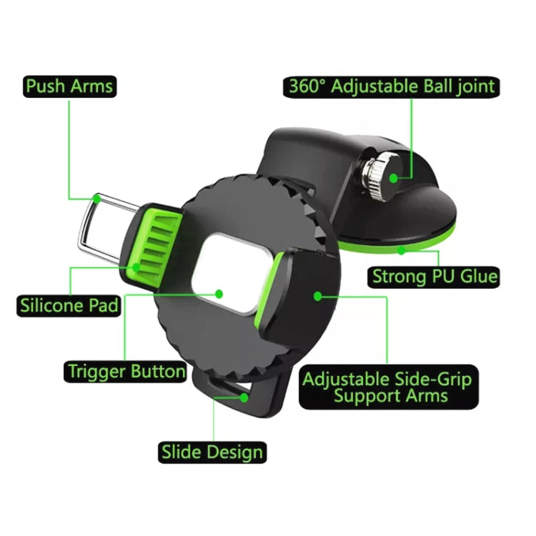 Multifunctional Car Center Console Dashboard Suction Cup Phone Holder (Green) - Car Holders by PMC TechLife | Online Shopping South Africa | PMC TechLife