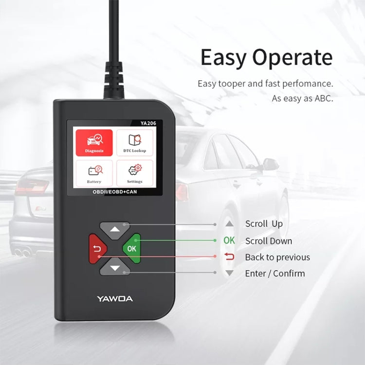 YA206 Car Code Reader OBD2 Fault Detector Diagnostic Tool - Code Readers & Scan Tools by PMC TechLife | Online Shopping South Africa | PMC TechLife