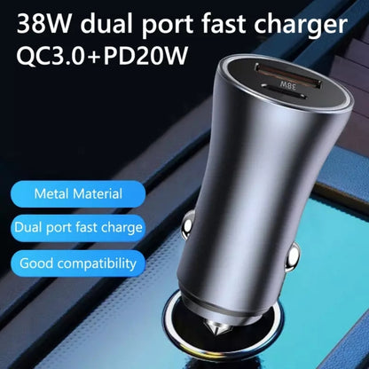 2pcs PD 20W Aluminum Alloy Dual Interface Car Fast Charger (Black) - Car Charger by PMC Jewellery | Online Shopping South Africa | PMC Jewellery