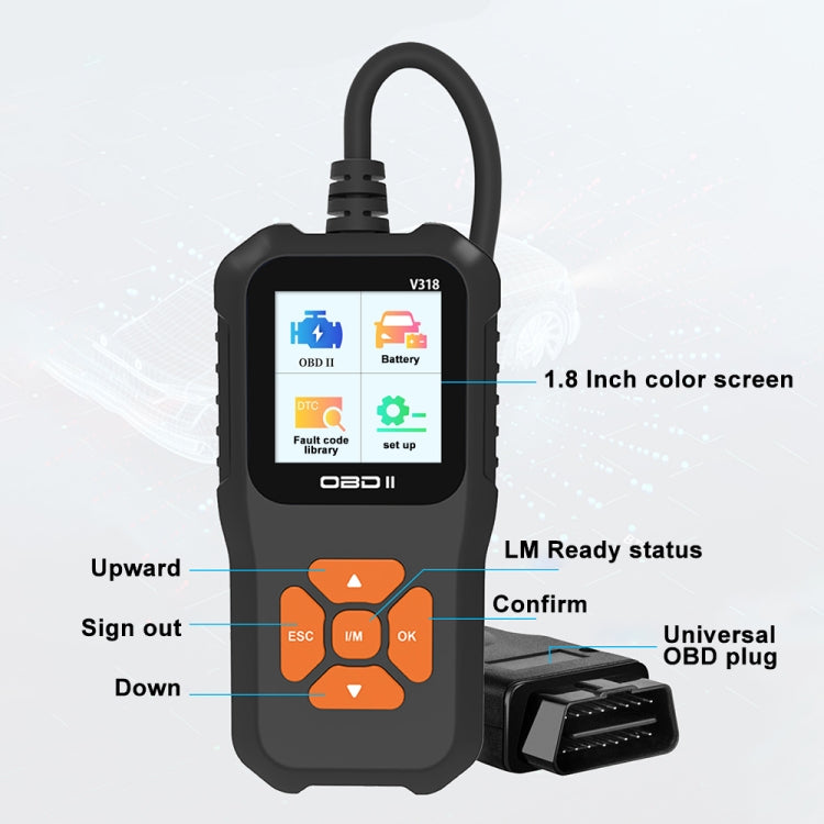 V318 Car OBD2 Color Screen Diagnostic Tool Code Reader - Code Readers & Scan Tools by PMC TechLife | Online Shopping South Africa | PMC TechLife