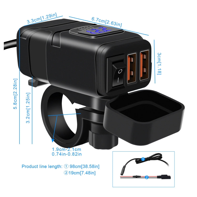 Universal Car Super Quick Dual Port USB Charger Power Outlet Adapter with LED Digital Voltmeter(Blue Light) - DIY Modified Charger by PMC TechLife | Online Shopping South Africa | PMC TechLife