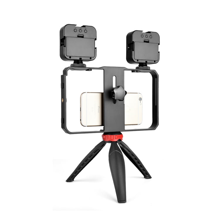 YELANGU PC203 YLG1801C Vlogging Live Broadcast LED Selfie Light Smartphone Video Rig Handle Stabilizer Plastic Bracket Tripod Kits - Camera Cage by YELANGU | Online Shopping South Africa | PMC Jewellery | Buy Now Pay Later Mobicred