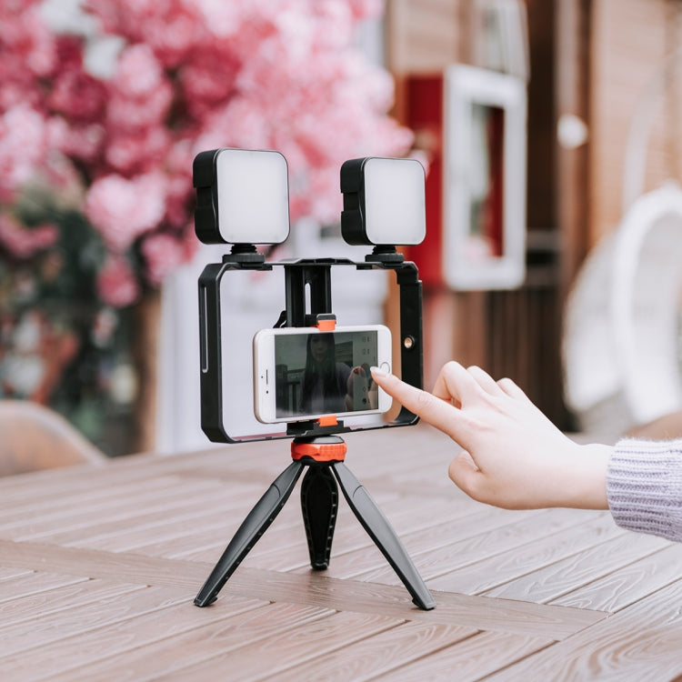 YELANGU PC203 YLG1801C Vlogging Live Broadcast LED Selfie Light Smartphone Video Rig Handle Stabilizer Plastic Bracket Tripod Kits - Camera Cage by YELANGU | Online Shopping South Africa | PMC TechLife | Buy Now Pay Later Mobicred
