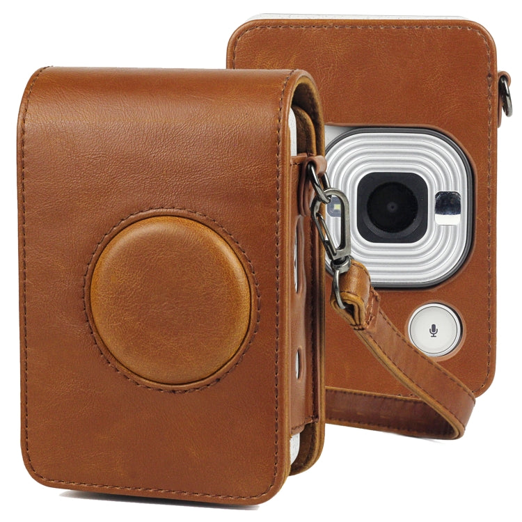 Full Body Camera Retro PU Leather Case Bag with Strap for FUJIFILM instax mini Liplay (Brown) - Leather Bag by PMC Jewellery | Online Shopping South Africa | PMC Jewellery