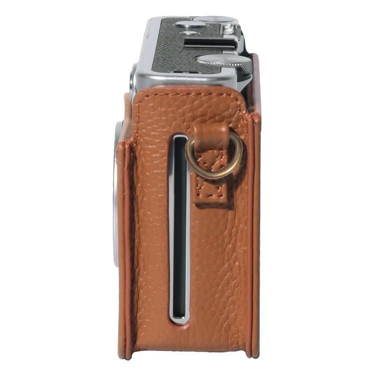For FUJIFILM instax mini Evo Full Body Camera Genuine Leather Case Bag with Strap(Brown) - free shipping - PMC TechLife - Order now!
