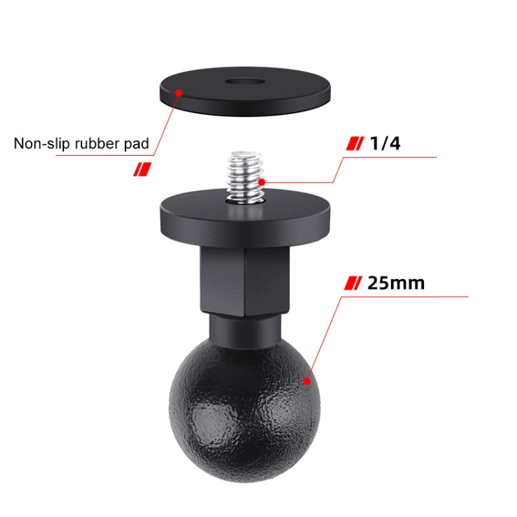 25mm 1/4 inch Screw ABS Ball Head Adapter Mount(Black) - Mount & Holder by PMC TechLife | Online Shopping South Africa | PMC TechLife