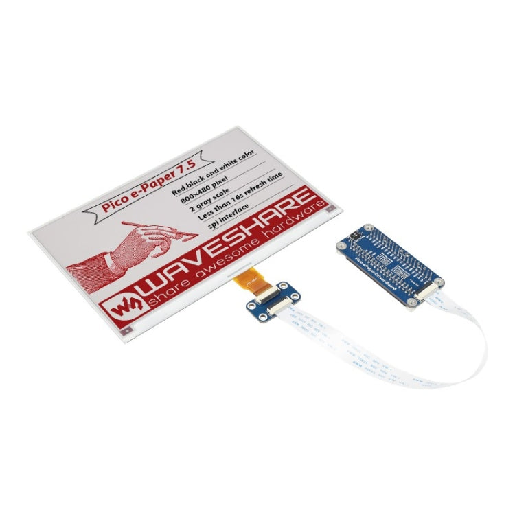 Waveshare 7.5 inch 800x480 Pixel Red Black White E-Paper E-Ink Display Module (B) for Raspberry Pi Pico, SPI Interface - Modules Expansions Accessories by WAVESHARE | Online Shopping South Africa | PMC Jewellery | Buy Now Pay Later Mobicred