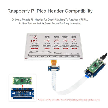 Waveshare 7.5 inch 800x480 Pixel Red Black White E-Paper E-Ink Display Module (B) for Raspberry Pi Pico, SPI Interface - Modules Expansions Accessories by WAVESHARE | Online Shopping South Africa | PMC Jewellery | Buy Now Pay Later Mobicred