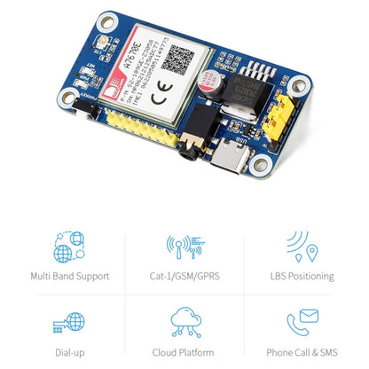 Waveshare Multi Band 2G GSM / GPRS LBS A7670E LTE Cat-1 HAT for Raspberry Pi, for Europe, Southeast Asia, West Asia, Africa, China, South Kor - Modules Expansions Accessories by WAVESHARE | Online Shopping South Africa | PMC Jewellery | Buy Now Pay Later Mobicred